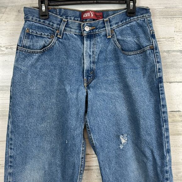 Levis 550 Mens 33X28 Relaxed Fit Straight Leg Light Wash Blue Denim Zip Fly - Picture 2 of 6
